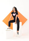 Heart Print - Cross Bow Round Neck Tee - zettrobe