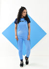 Two Tone Top & Pants Sets - Sky Blue - zettrobe