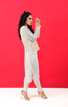 Lace Dress with Pants Modest Long Sleeve Jewel Beach Suit - zettrobe