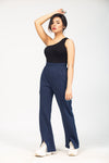 High Waist Flare Leg Pants - Navy - zettrobe