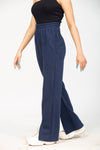 High Waist Flare Leg Pants - Navy - zettrobe