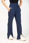 High Waist Flare Leg Pants - Navy - zettrobe