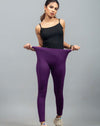 Wide Waistband Solid Leggings – Purple - zettrobe