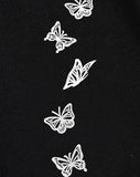 Butterfly Print Drawstring Waist Jogger Pants - Black