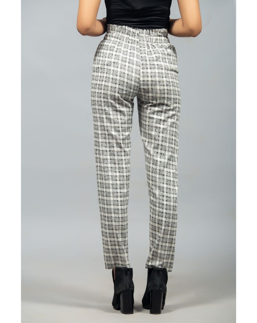 Plaid Belted Straight Pants