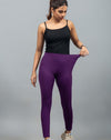 Wide Waistband Solid Leggings – Purple - zettrobe