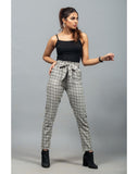 Plaid Belted Straight Pants