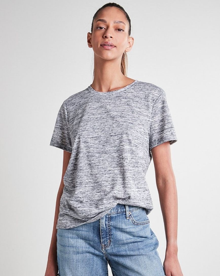 Elegant Hazy Grey Round-Neck Shirt