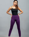 Wide Waistband Solid Leggings – Purple - zettrobe