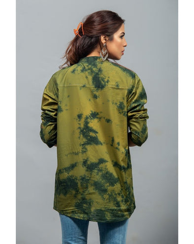 Tie-Dye Butterfly Tunic Top - Green - zettrobe