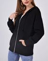 BASICS Zip Up Pouch Pocket Drawstring Hoodie - zettrobe