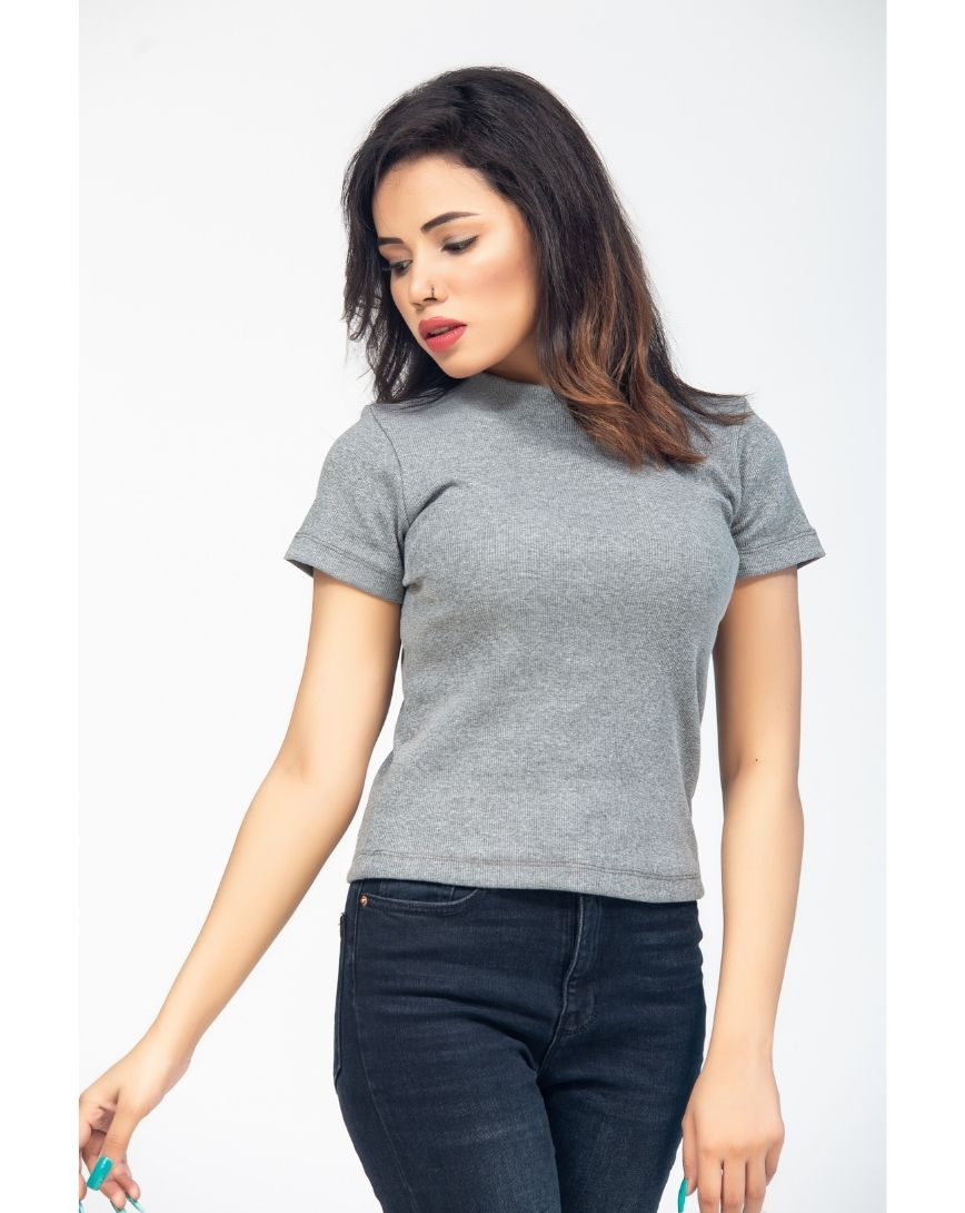 Mock Neck Cropped Tee