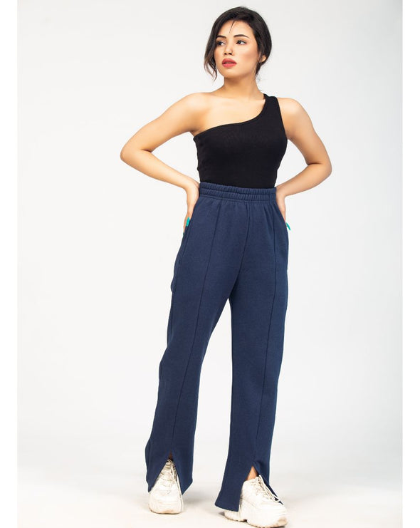 High Waist Flare Leg Pants - Navy - zettrobe